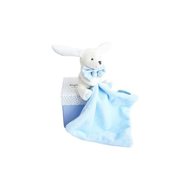 Doudou Mouchoir Lapin Bleu 10cm