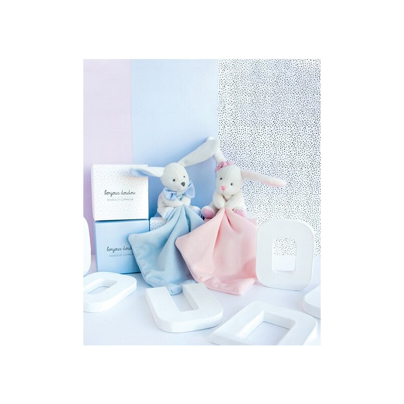 Doudou Mouchoir Lapin Bleu 10cm