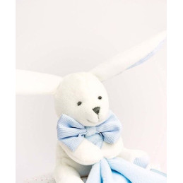 Doudou Mouchoir Lapin Bleu 10cm