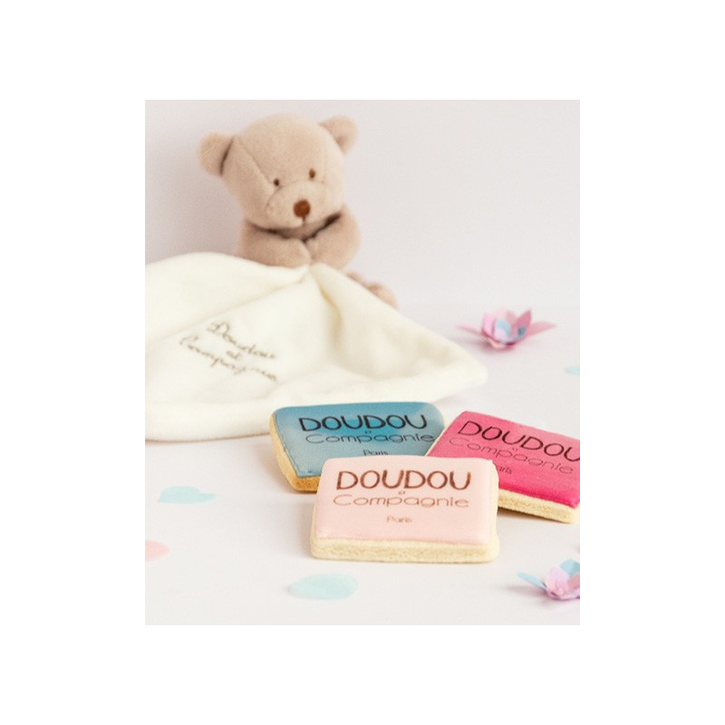Doudou ours mouchoir - 10 cm - Boite fleur