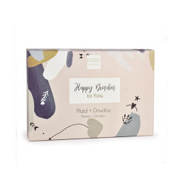 Coffret Cadeau Naissance Plaid et Doudou Lapin Happy Wild - 70 x 100 cm