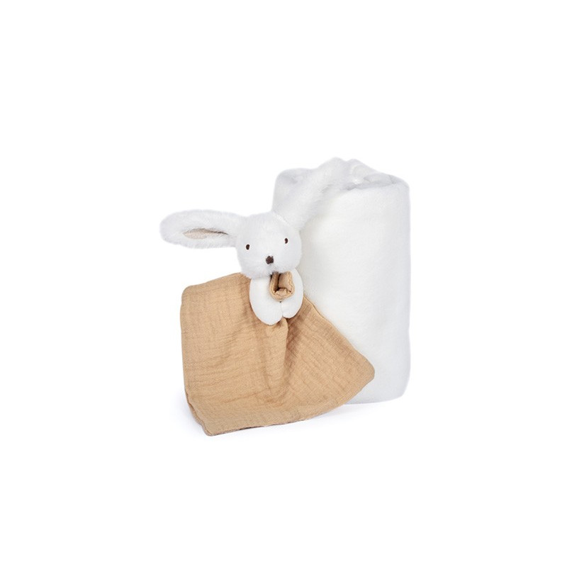 Coffret Cadeau Naissance Plaid et Doudou Lapin Happy Wild - 70 x 100 cm