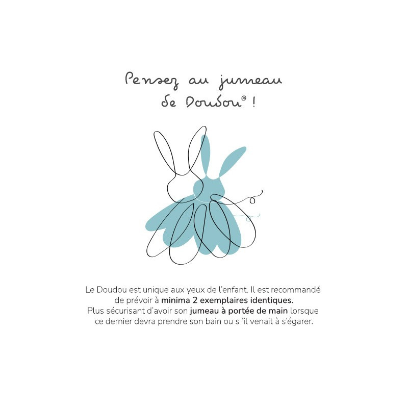 Doudou lapin mouchoir - 10 cm - Boite fleur