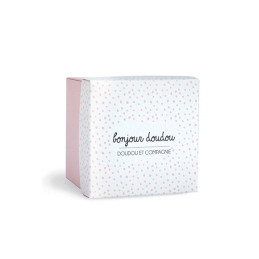 Doudou mouchoir lapin rose - 10 cm - Boite fleur