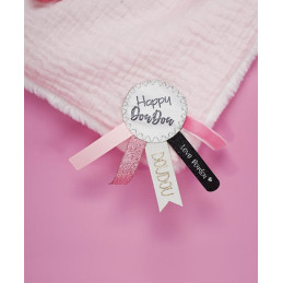Coffret Doudou carré Lapin rose - Happy Blush - 25 cm