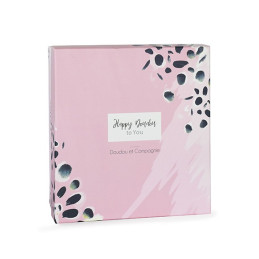 Coffret Doudou carré Lapin rose - Happy Blush - 25 cm