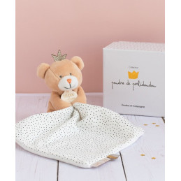 Doudou ours mouchoir marron Petit Roi - 10 cm
