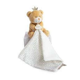Doudou ours mouchoir marron Petit Roi - 10 cm