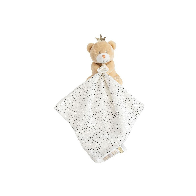 Doudou ours mouchoir marron Petit Roi - 10 cm