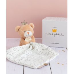 Doudou ours mouchoir marron Petit Roi - 10 cm