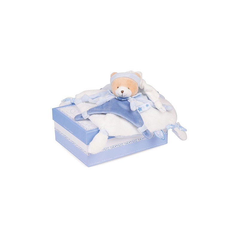 Doudou plat ours Petit chou - Bleu - 27 cm